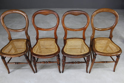 Set 4 Beech & Cane Balloon Back Chairs - Kernow Furniture