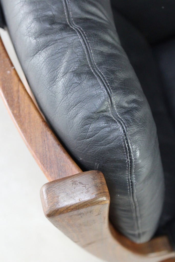 Retro Teak & Black Leather Gimson & Slater Rocking Chair - Kernow Furniture