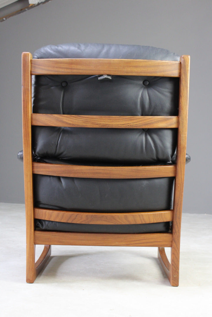 Retro Teak & Black Leather Gimson & Slater Armchair - Kernow Furniture