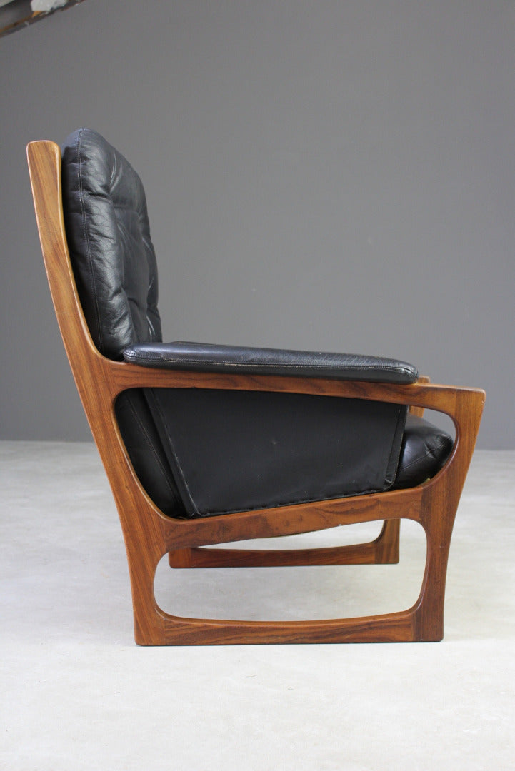 Retro Teak & Black Leather Gimson & Slater Armchair - Kernow Furniture