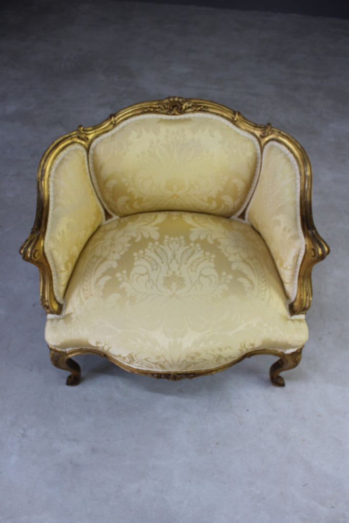 Antique French Giltwood Tub Chair - Kernow Furniture
