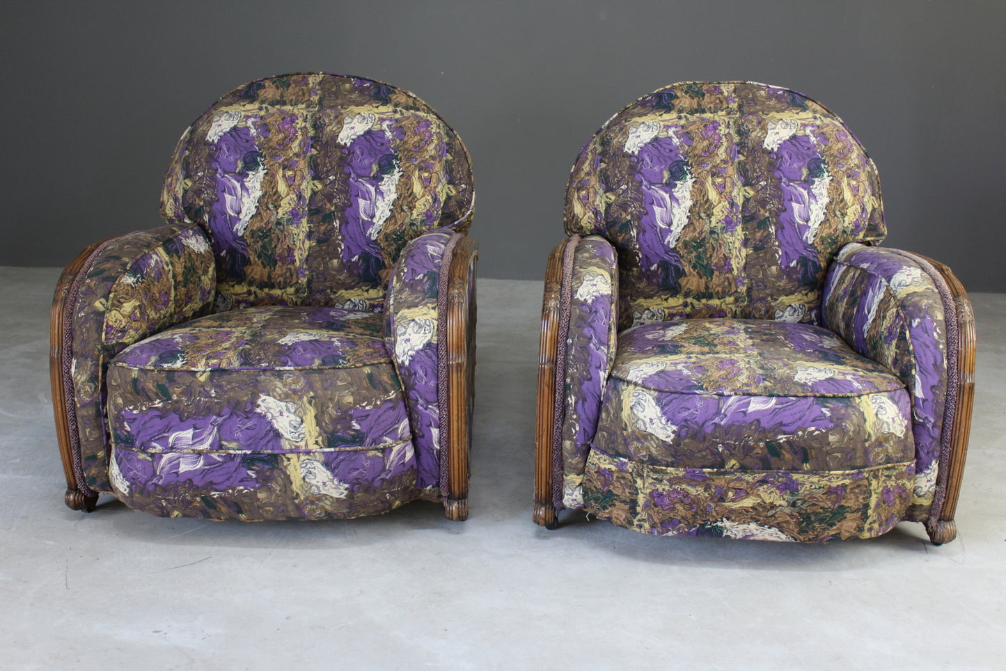 Pair Art Deco Armchairs - Kernow Furniture