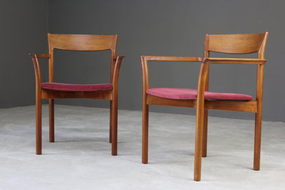 Pair Retro Teak Carver Dining Chairs - Kernow Furniture