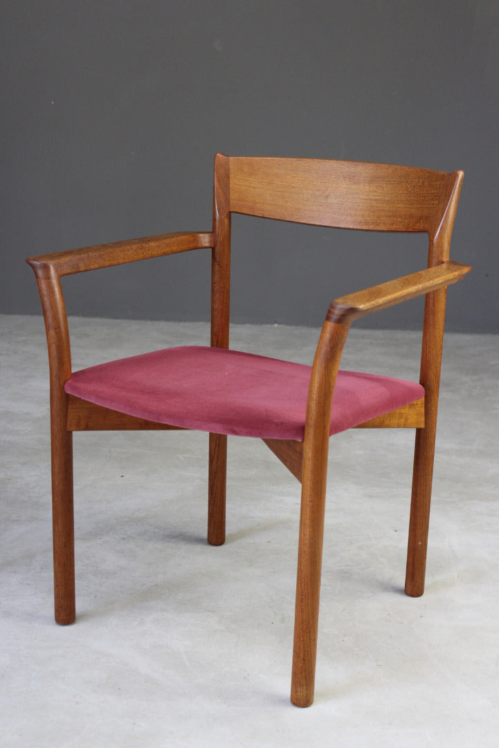 Pair Retro Teak Carver Dining Chairs - Kernow Furniture