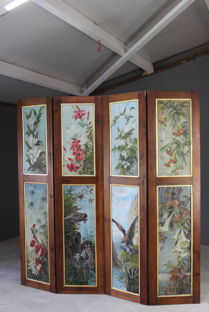 Hand Painted Folding Privacy Screen - Kernow Furniture