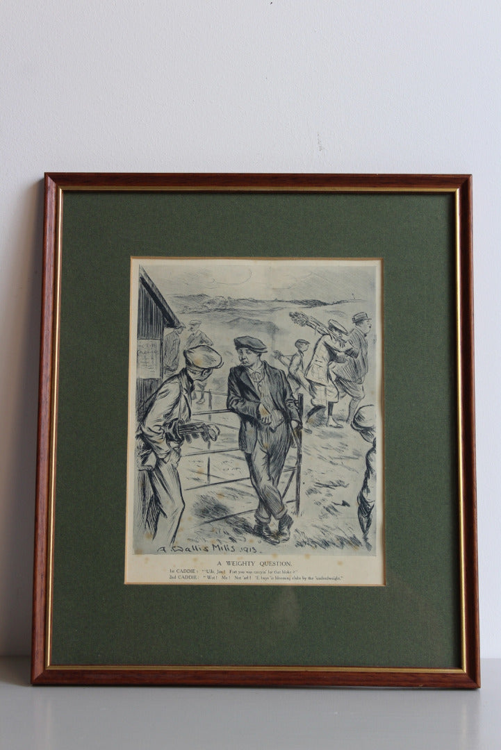 A Wallis Mills Framed Print - A Weighty Question - Kernow Furniture