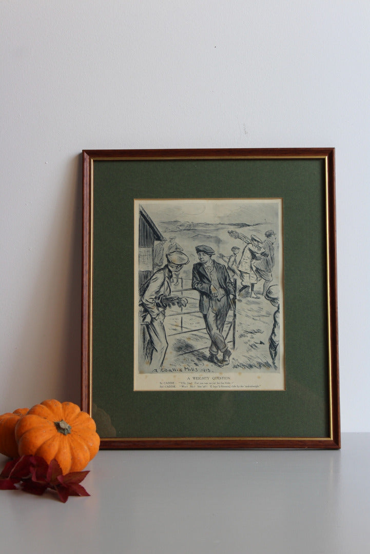 A Wallis Mills Framed Print - A Weighty Question - Kernow Furniture