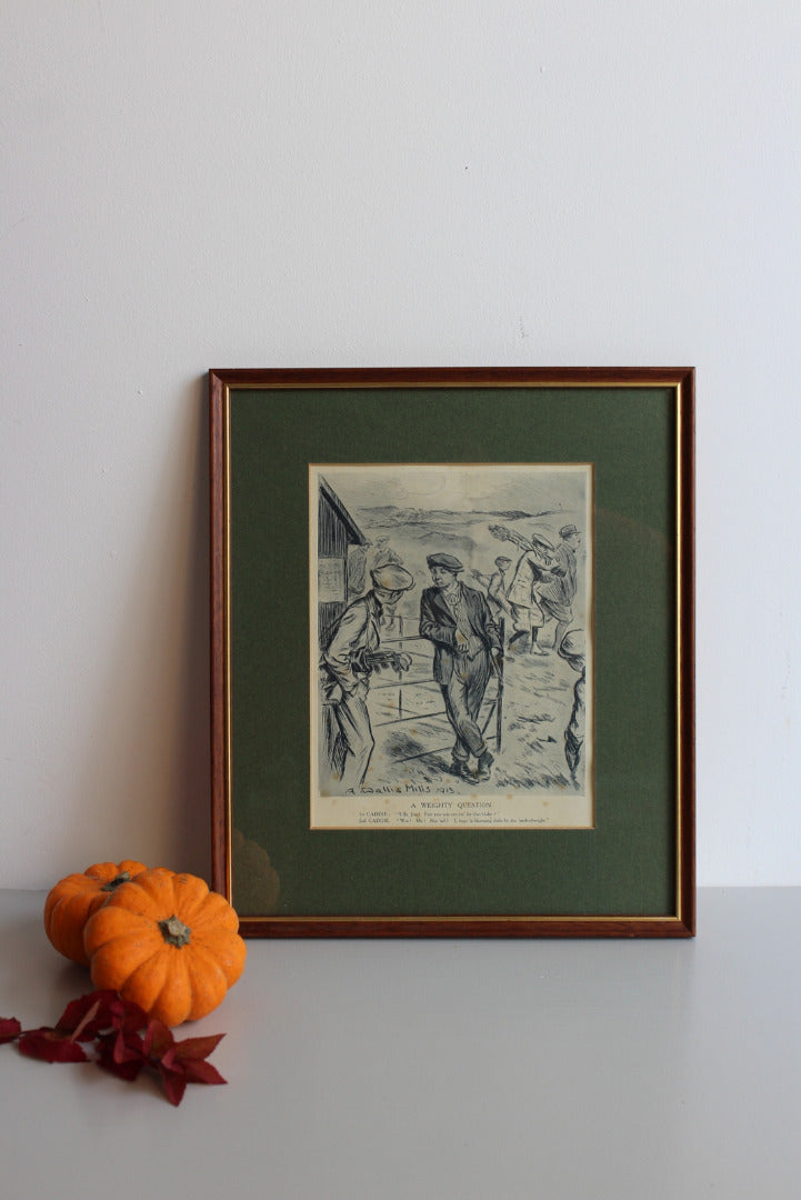 A Wallis Mills Framed Print - A Weighty Question - Kernow Furniture