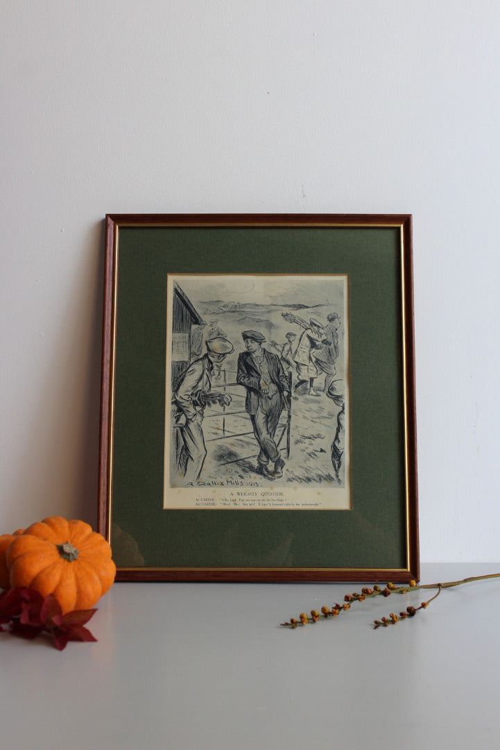 A Wallis Mills Framed Print - A Weighty Question - Kernow Furniture