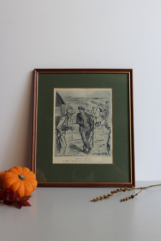 A Wallis Mills Framed Print - A Weighty Question - Kernow Furniture