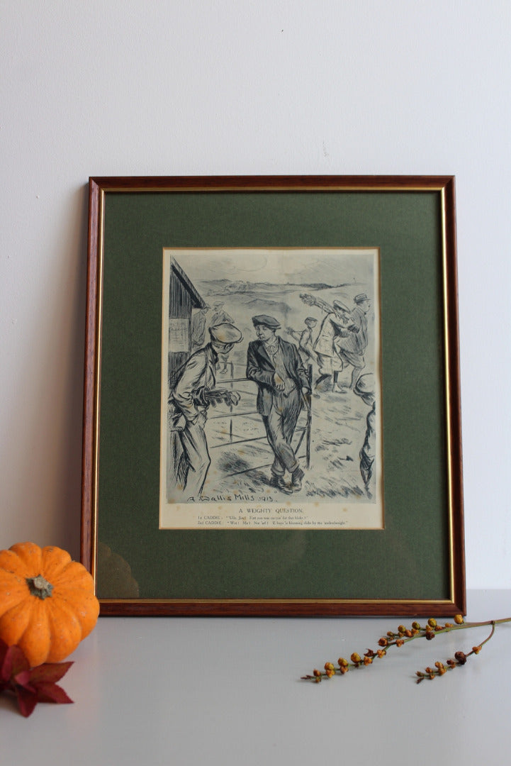 A Wallis Mills Framed Print - A Weighty Question - Kernow Furniture