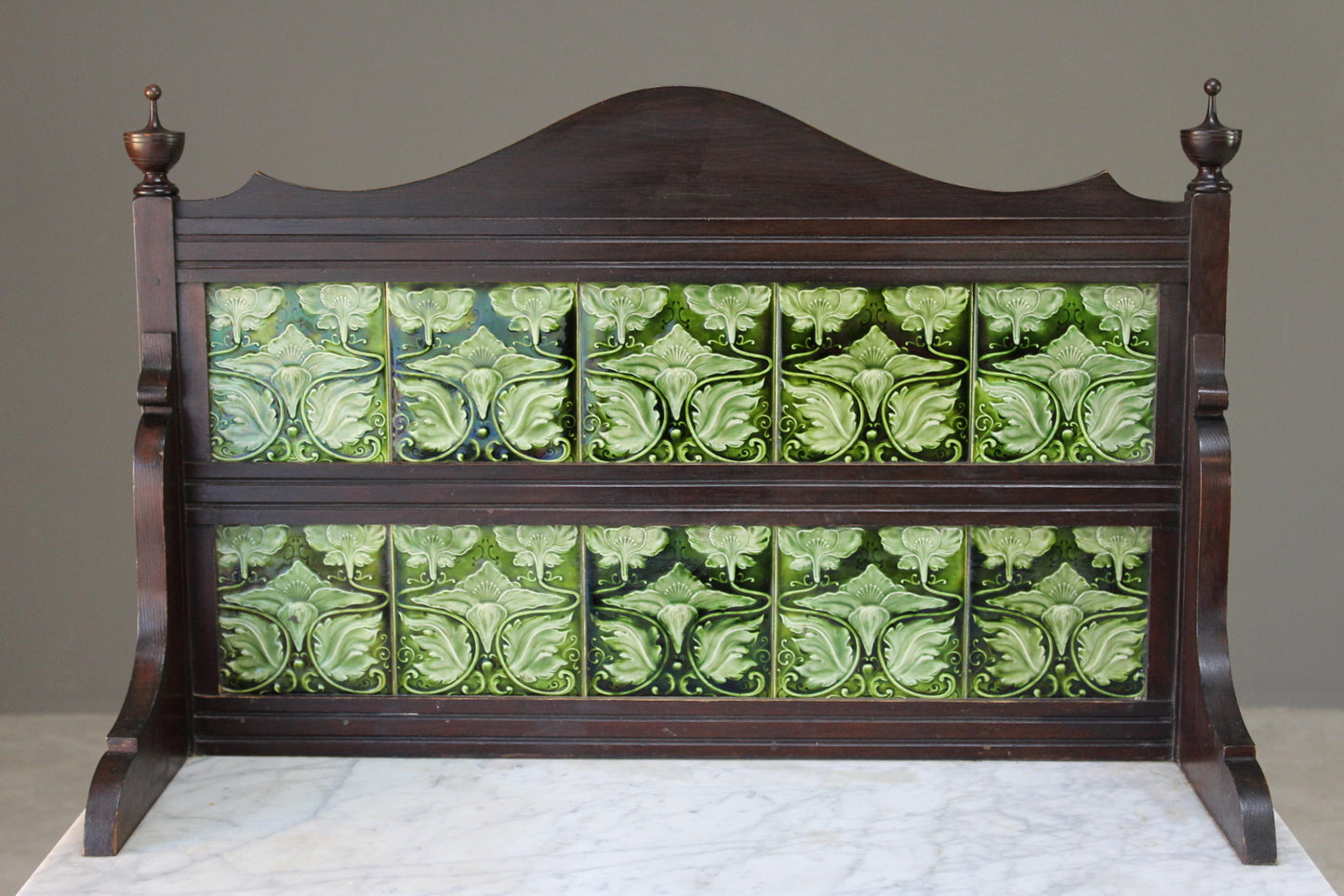 Antique Marble Top Tiled Back Washstand - Kernow Furniture