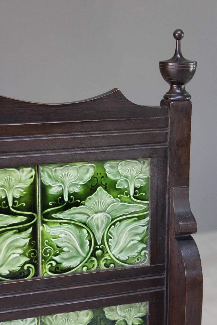 Antique Marble Top Tiled Back Washstand - Kernow Furniture