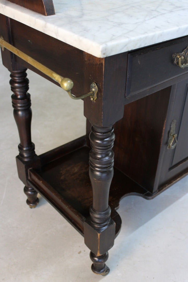 Antique Marble Top Tiled Back Washstand - Kernow Furniture