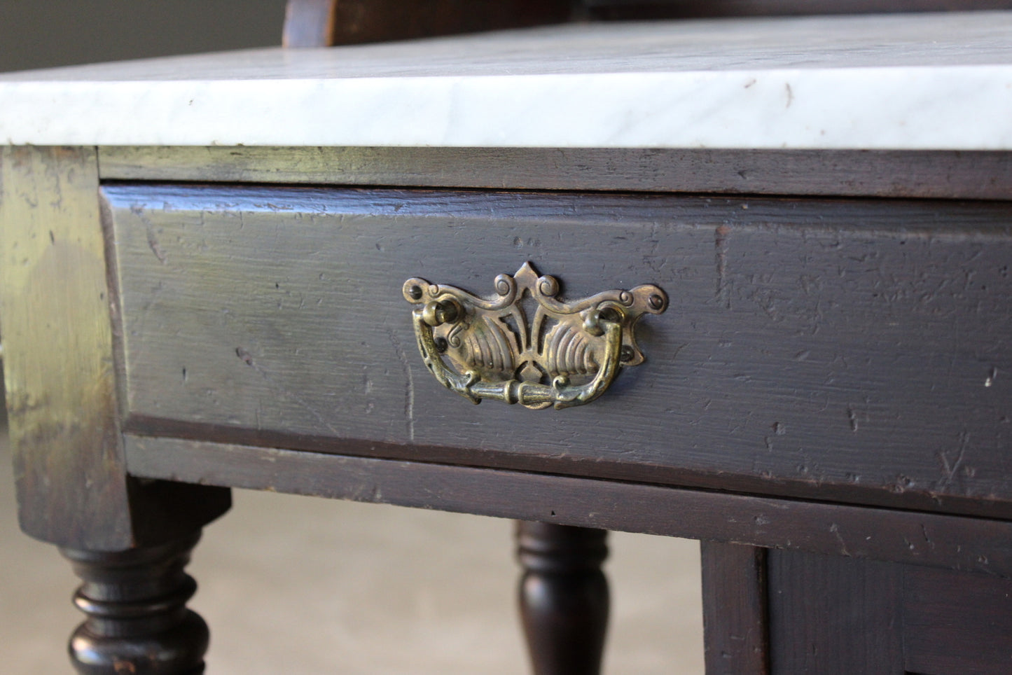 Antique Marble Top Tiled Back Washstand - Kernow Furniture