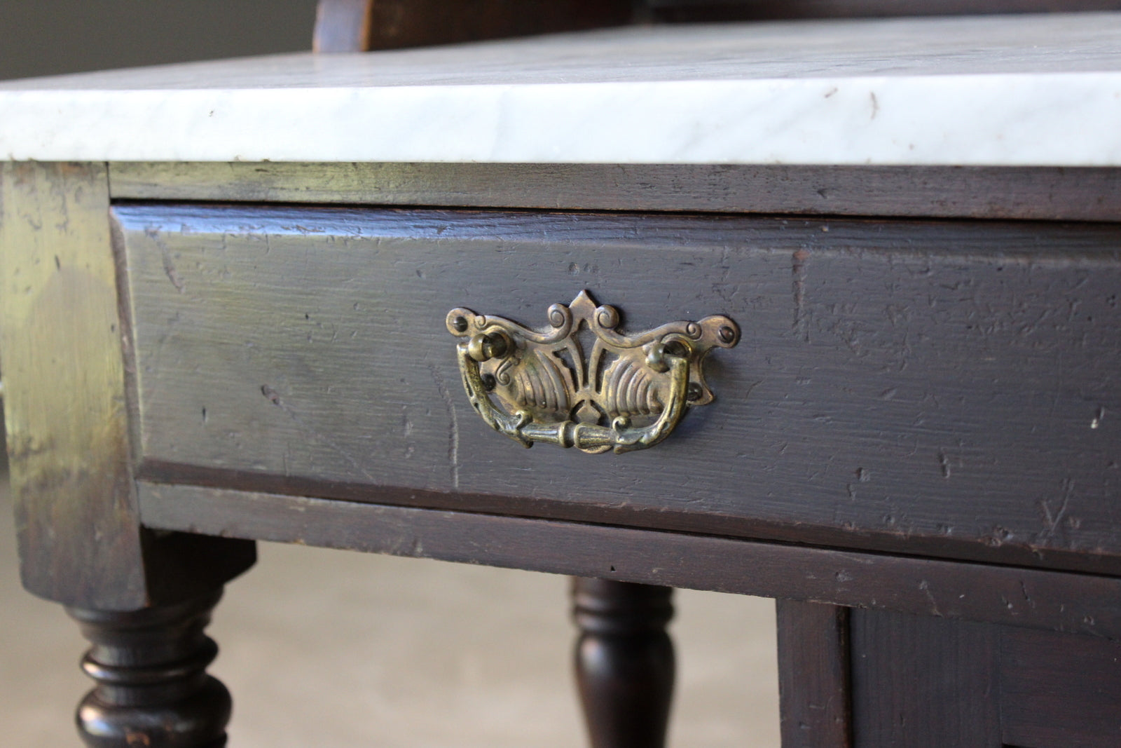 Antique Marble Top Tiled Back Washstand - Kernow Furniture