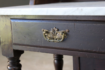 Antique Marble Top Tiled Back Washstand - Kernow Furniture