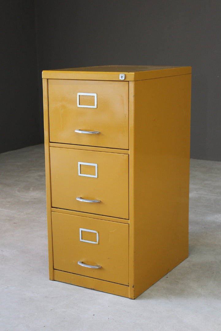 Vintage Yellow Metal Filing Cabinet - Kernow Furniture