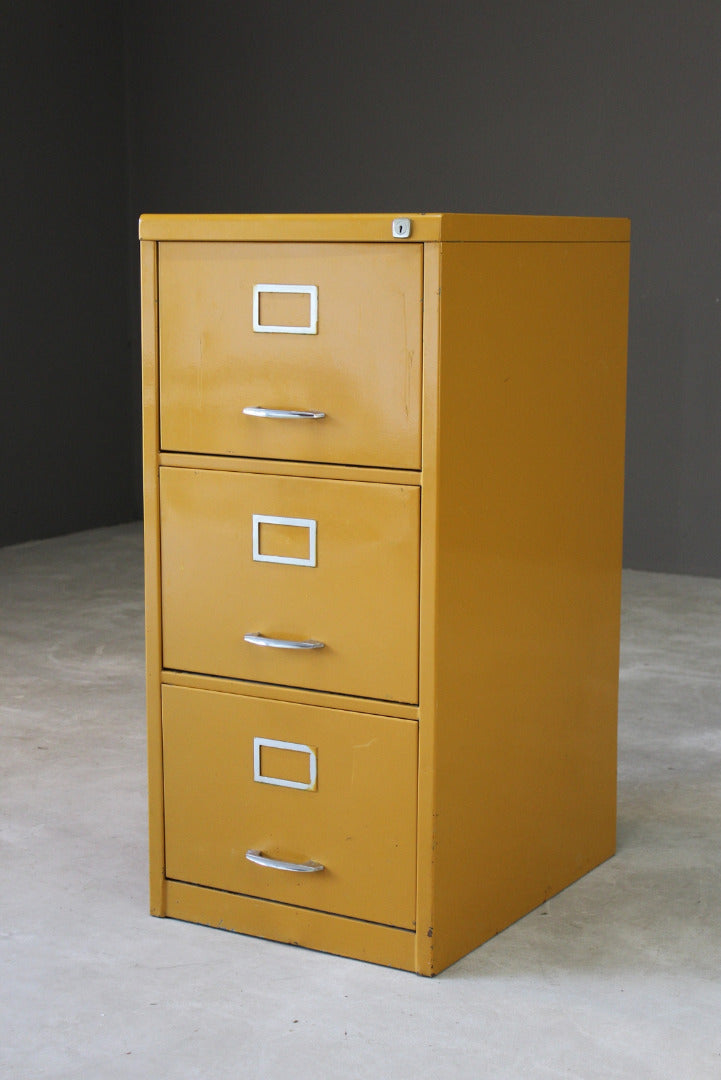 Vintage Yellow Metal Filing Cabinet - Kernow Furniture