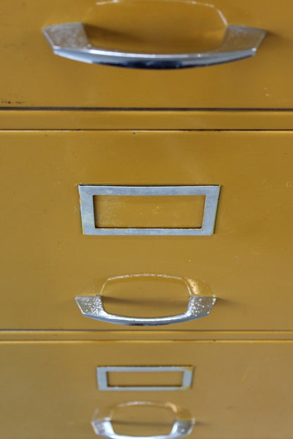 Vintage Yellow Metal Filing Cabinet - Kernow Furniture