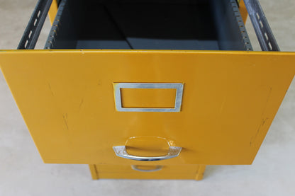 Vintage Yellow Metal Filing Cabinet - Kernow Furniture