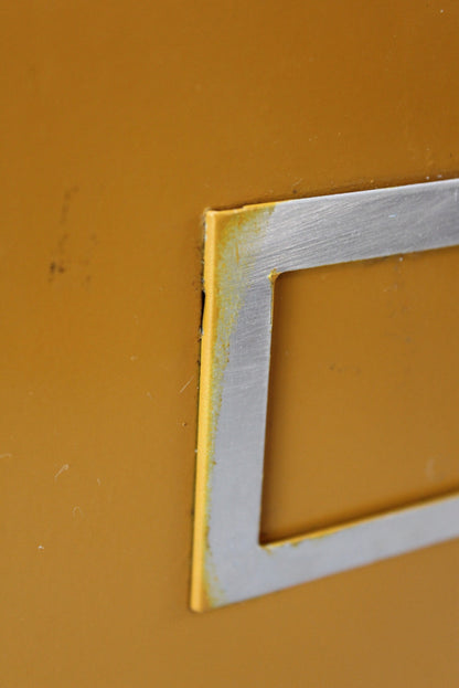 Vintage Yellow Metal Filing Cabinet - Kernow Furniture