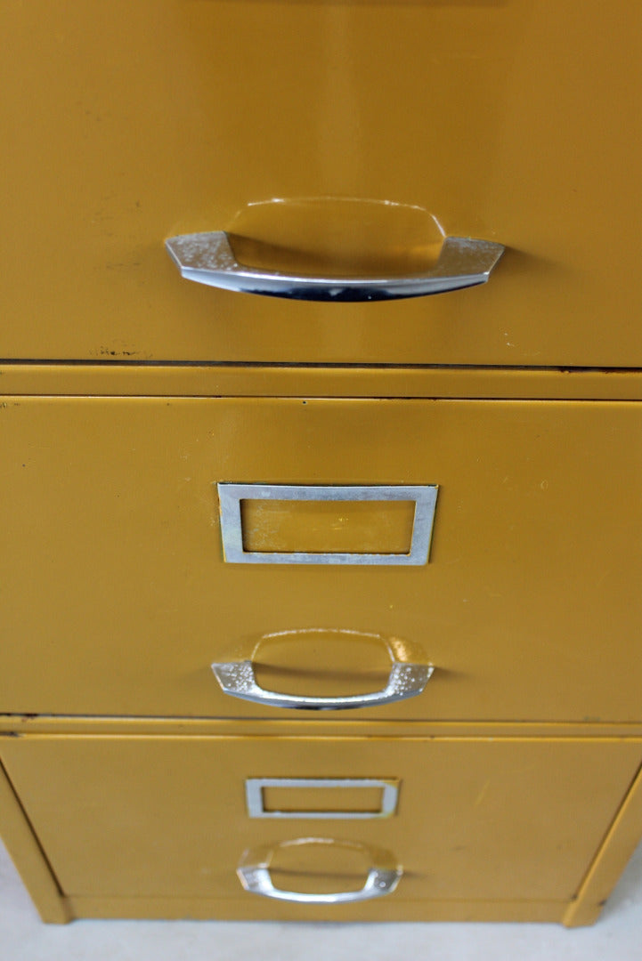 Vintage Yellow Metal Filing Cabinet - Kernow Furniture