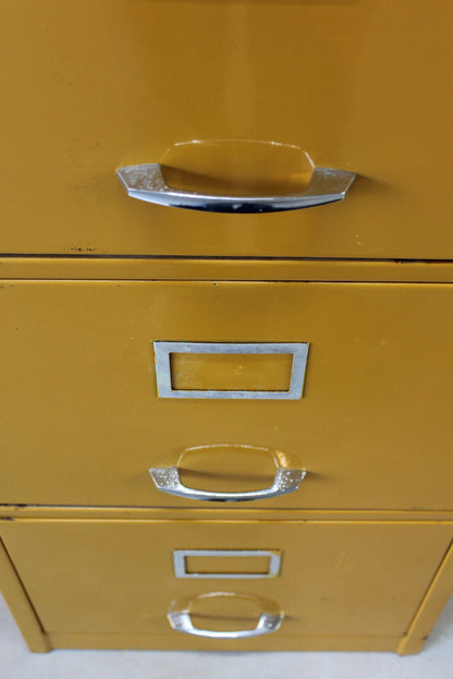 Vintage Yellow Metal Filing Cabinet - Kernow Furniture