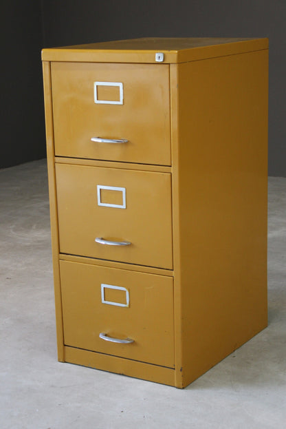 Vintage Yellow Metal Filing Cabinet - Kernow Furniture