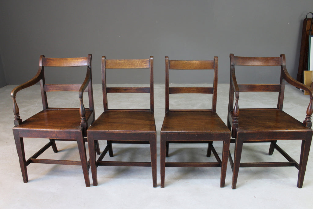 Set 4 Oak  & Fruit Wood Country Kitchen Chairs - Kernow Furniture