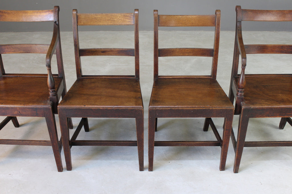 Set 4 Oak  & Fruit Wood Country Kitchen Chairs - Kernow Furniture