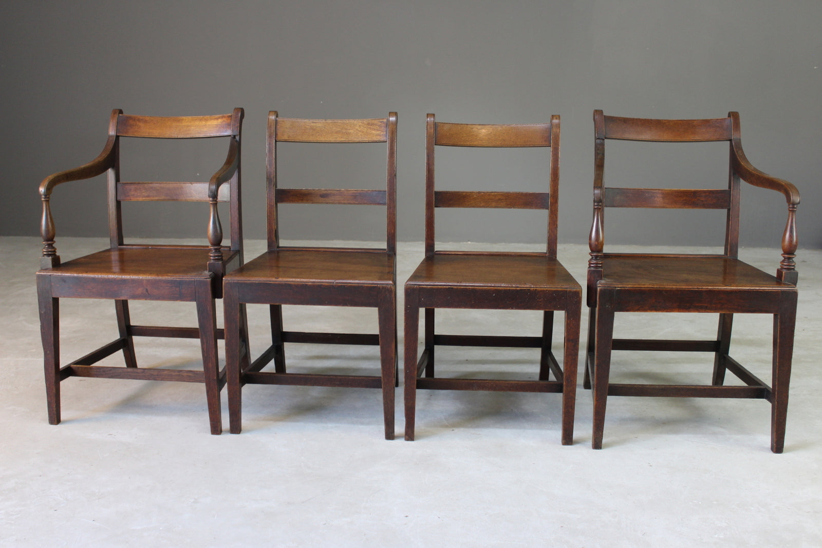 Set 4 Oak  & Fruit Wood Country Kitchen Chairs - Kernow Furniture