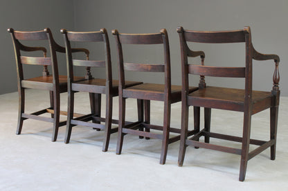 Set 4 Oak  & Fruit Wood Country Kitchen Chairs - Kernow Furniture