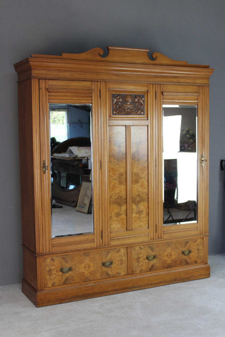 Large Victorian Walnut Wardrobe - Kernow Furniture