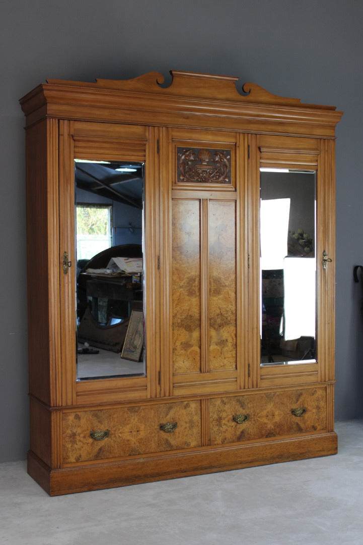 Large Victorian Walnut Wardrobe - Kernow Furniture