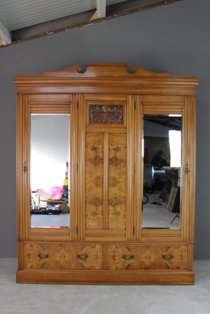 Large Victorian Walnut Wardrobe - Kernow Furniture