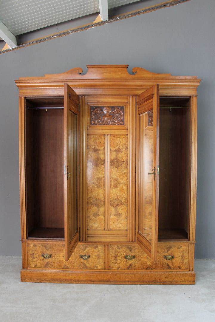 Large Victorian Walnut Wardrobe - Kernow Furniture