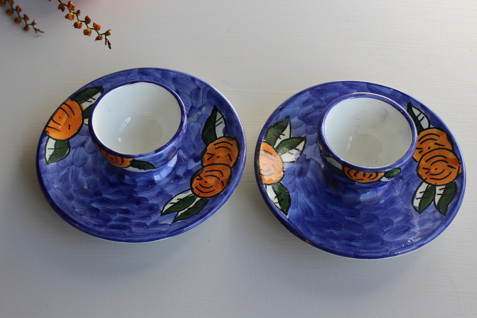 Pair Pottery Egg Cups - Kernow Furniture