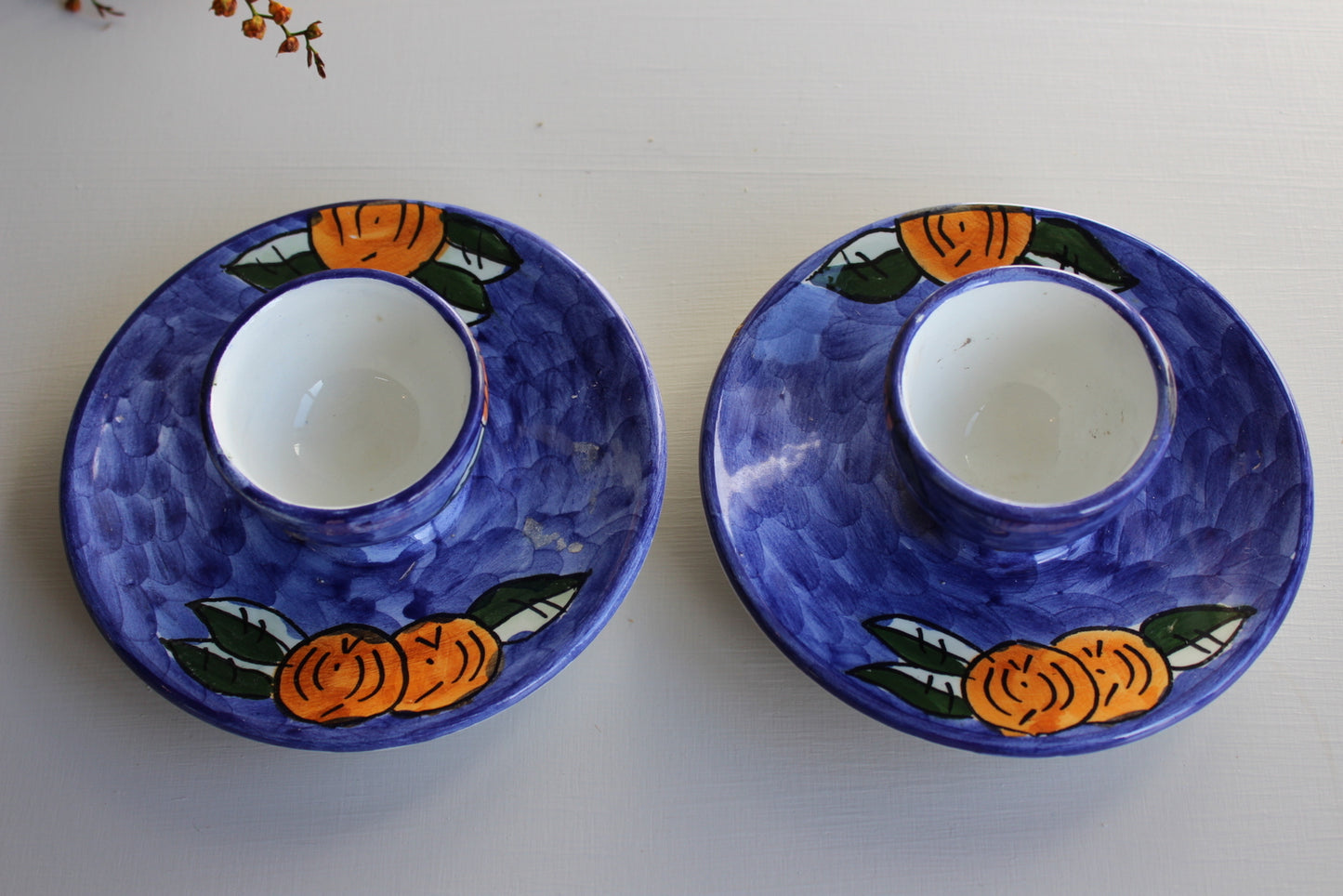 Pair Pottery Egg Cups - Kernow Furniture