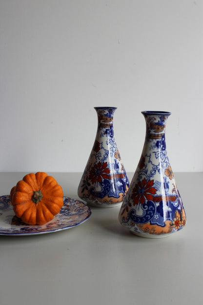 Pair Ridgway Setsu Oriental Style Bottle Vase & Plate - Kernow Furniture