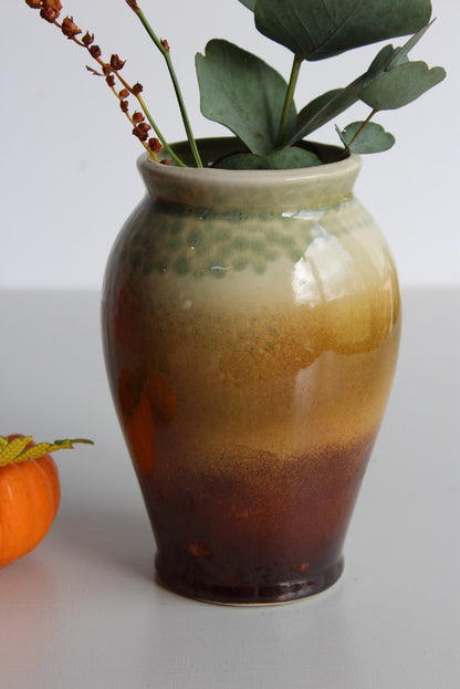 Green & Brown Glazed Vase - Kernow Furniture