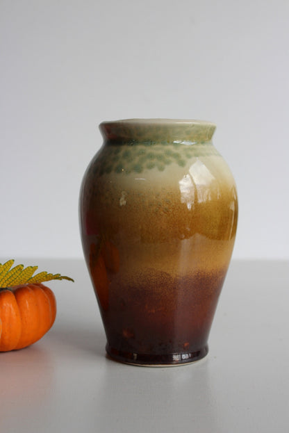 Green & Brown Glazed Vase - Kernow Furniture