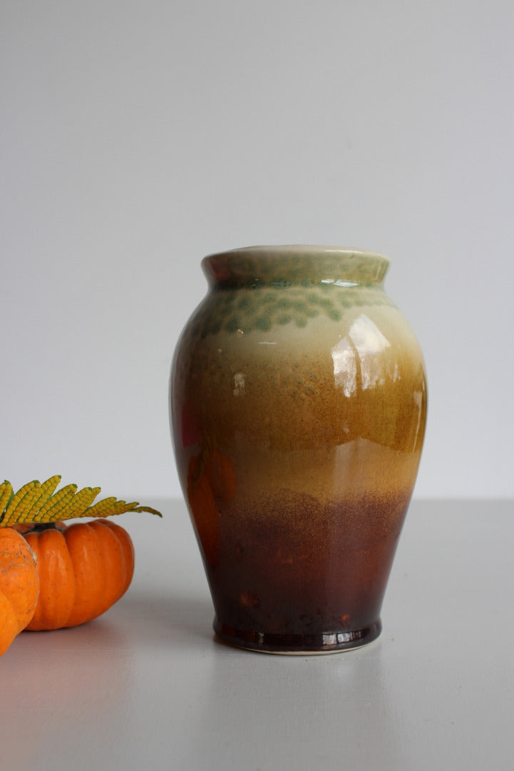 Green & Brown Glazed Vase - Kernow Furniture