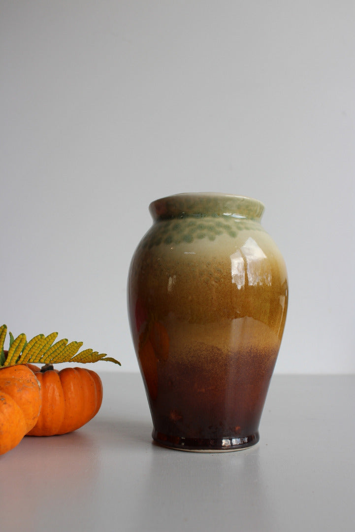 Green & Brown Glazed Vase - Kernow Furniture