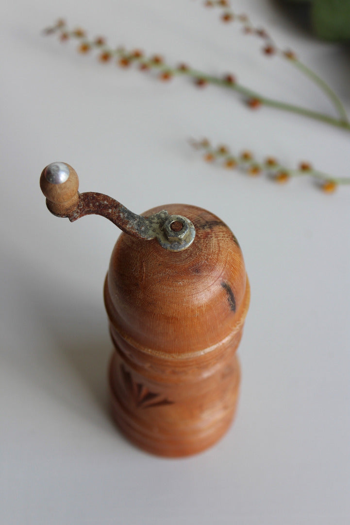 Vintage Hard Carved Wooden Pepper Mill - Kernow Furniture