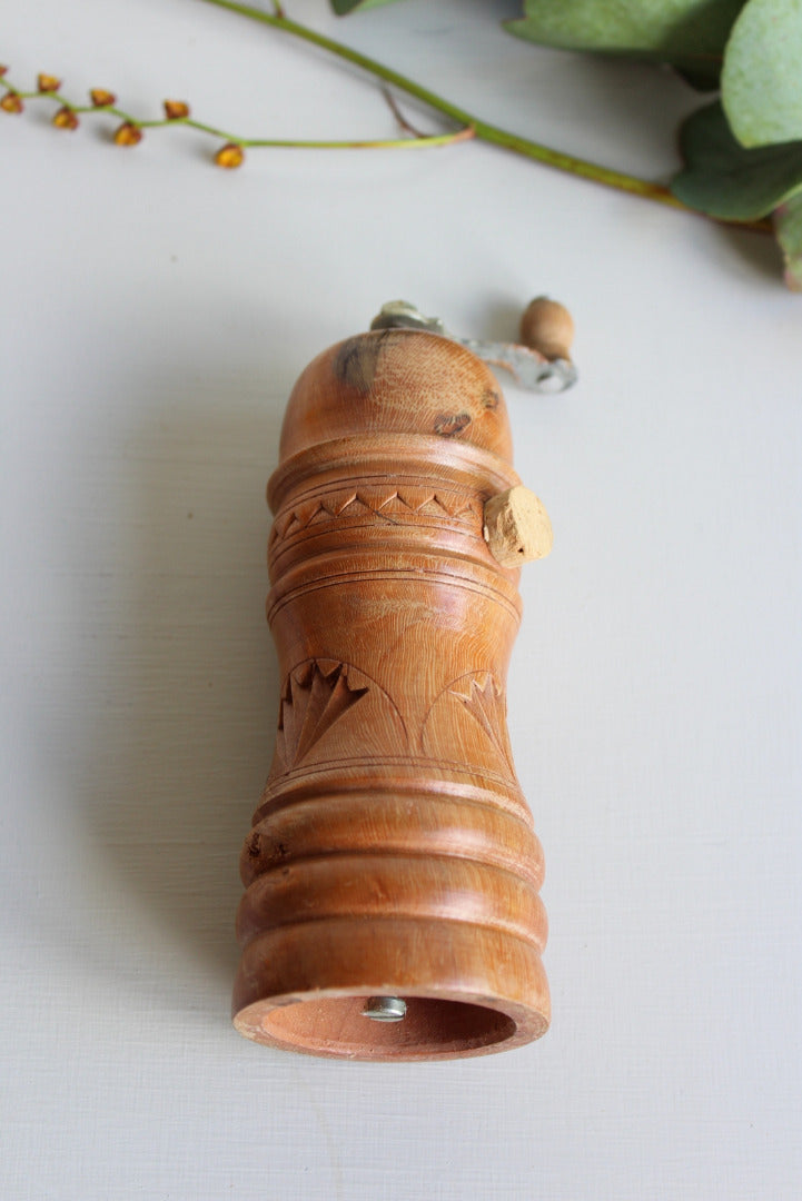 Vintage Hard Carved Wooden Pepper Mill - Kernow Furniture