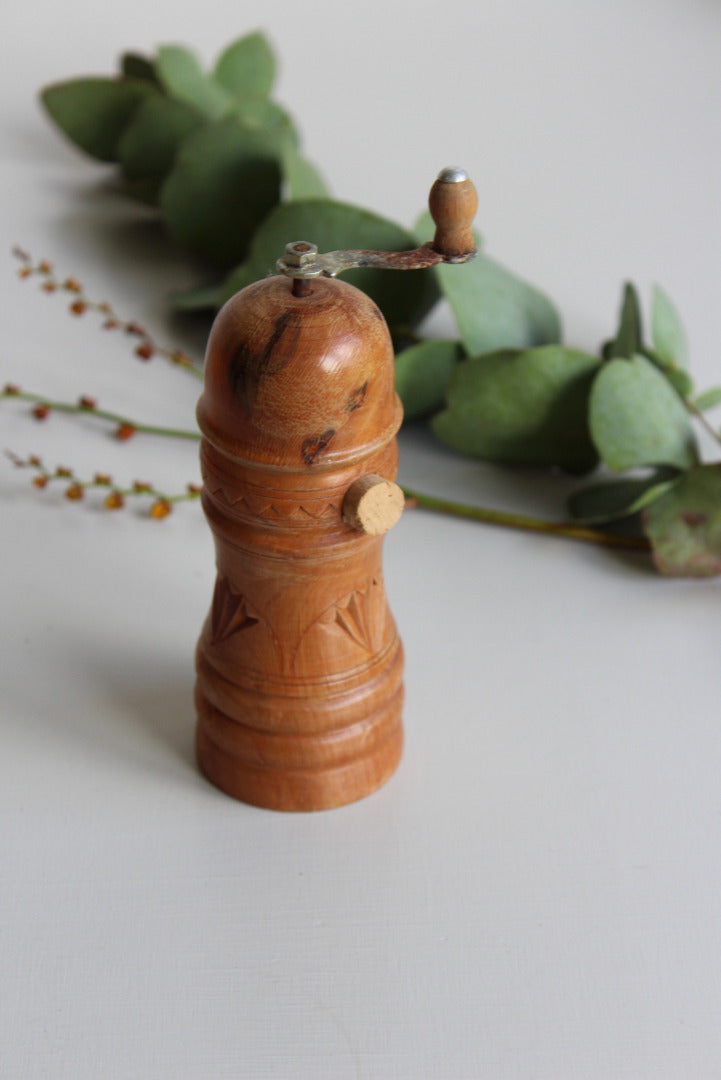 Vintage Hard Carved Wooden Pepper Mill - Kernow Furniture