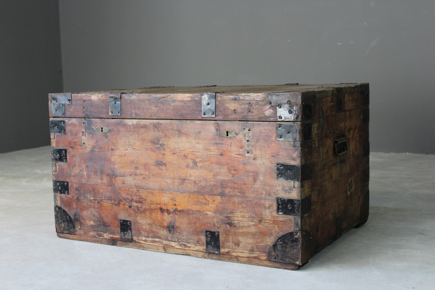 Stained Pine Zinc Lined Trunk - Kernow Furniture