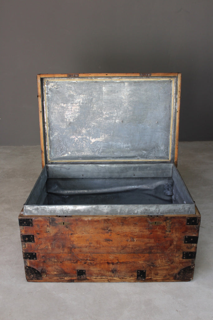 Stained Pine Zinc Lined Trunk - Kernow Furniture