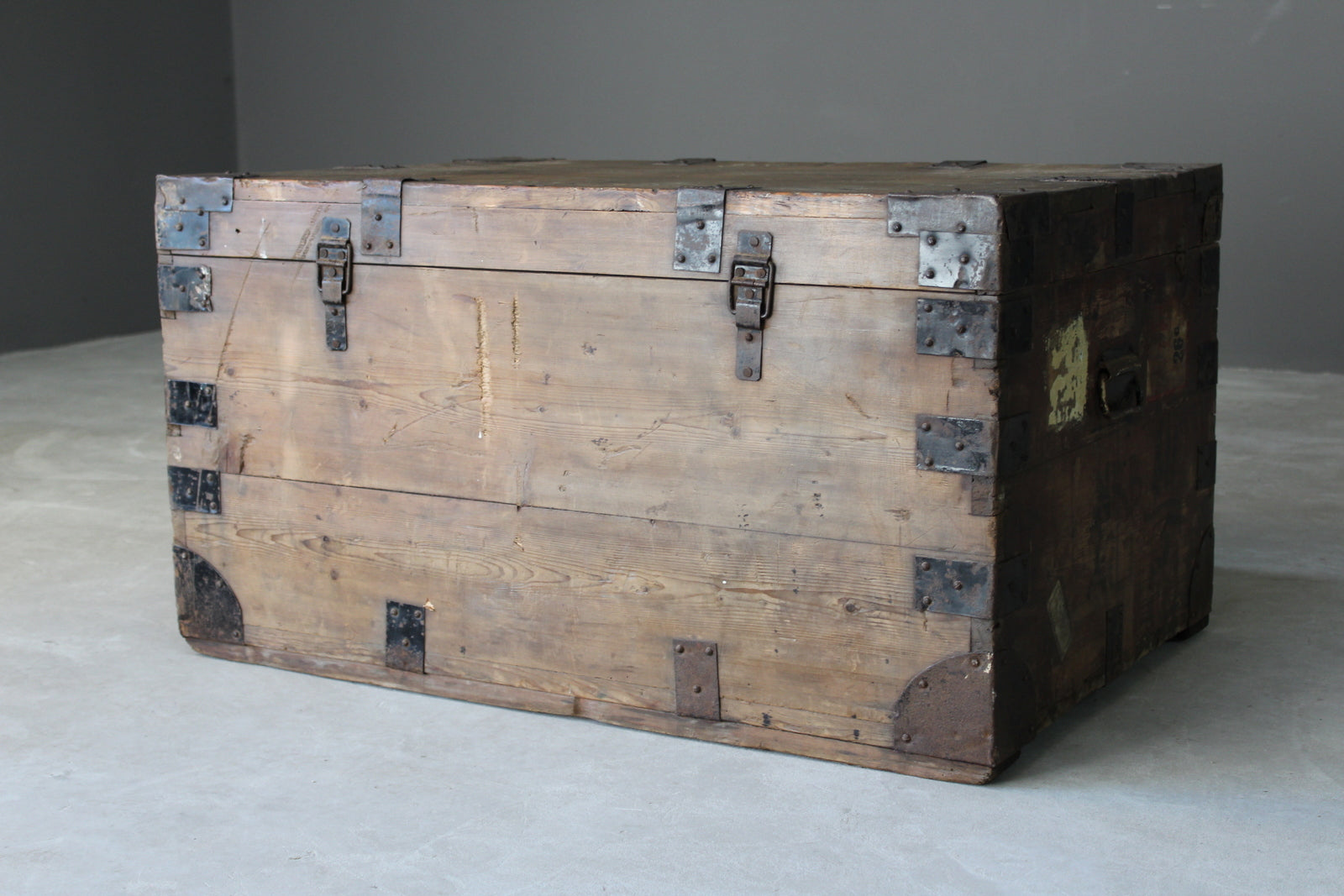 Stained Pine Zinc Lined Trunk - Kernow Furniture